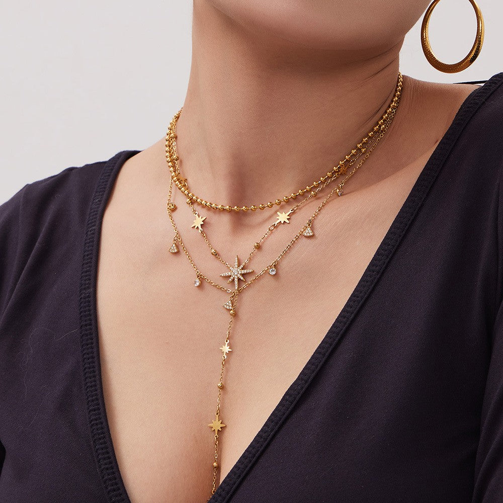 Collier en Y Étoile – Doré