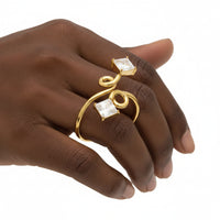 Bague Serpent Zircon – Doré