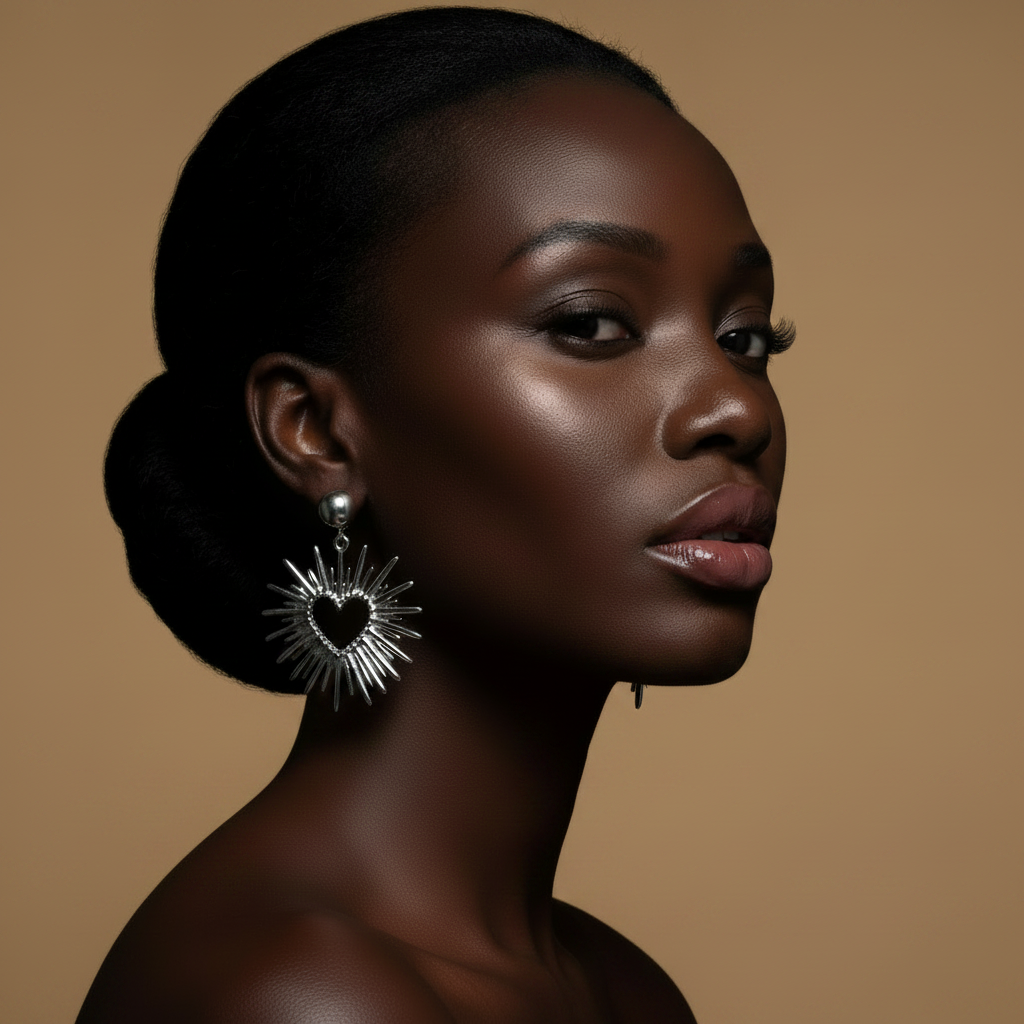 Boucles d'oreilles cœur soleil argentées, acier inoxydable 316L – UniversBeauty
