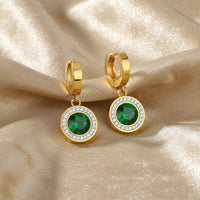 Boucles d'oreilles halo vert émeraude, dorées, acier inoxydable 316L – UniversBeauty