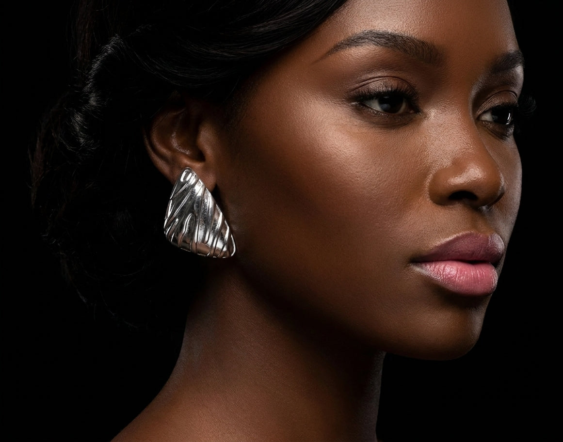 Boucles d'oreilles triangle drapé, acier inoxydable 316L – UniversBeauty