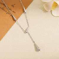 Collier en Y argenté orné de gouttes pendantes, acier inoxydable 316L – UniversBeauty