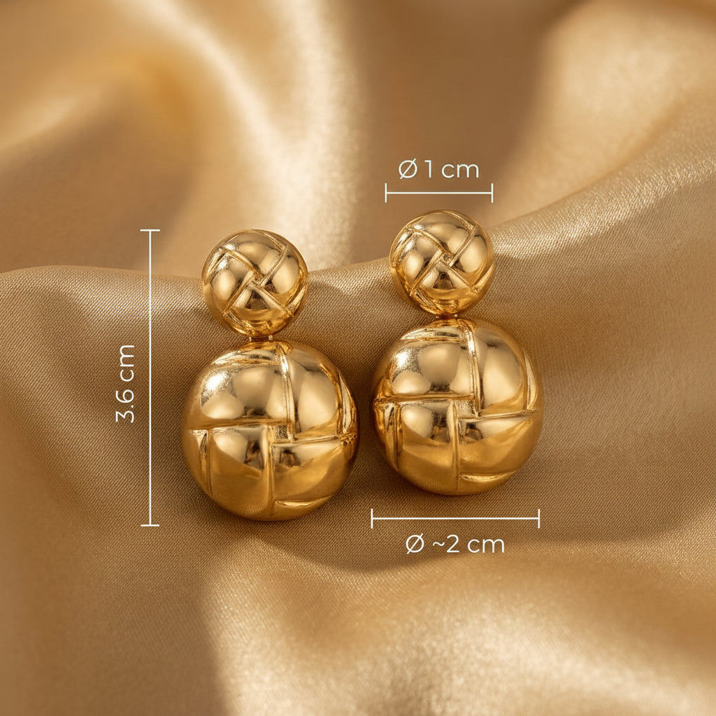Boucles d'oreilles double rond pendantes dorées, acier inoxydable 316L – UniversBeauty