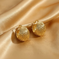 Boucles d'oreilles créoles épaisses texturées dorées, acier inoxydable – UniversBeauty