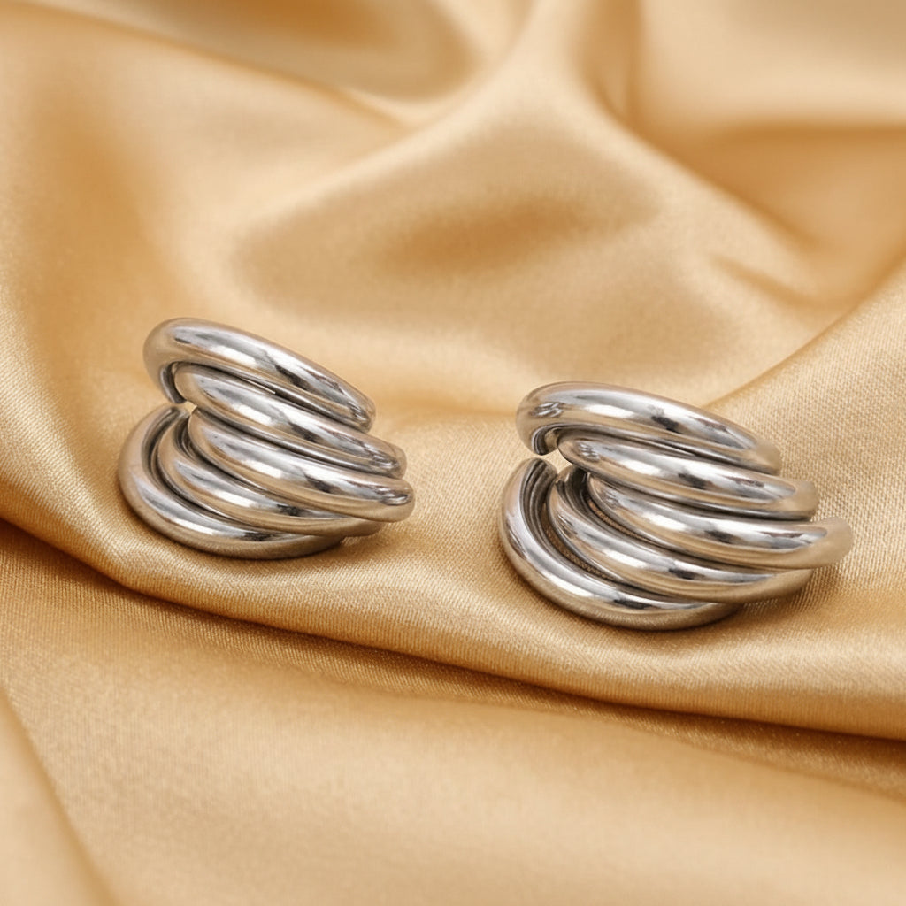 Boucles d'oreilles volutes argentées, acier inoxydable 316L – UniversBeauty