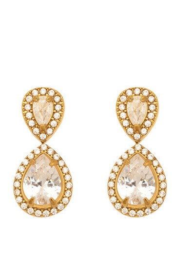 Ohrringe Zirkonia Tropfen – Gold