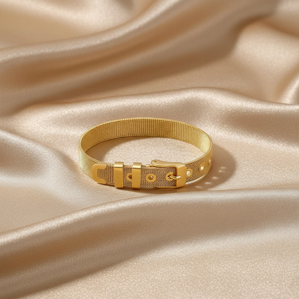 Bracelet maille milanaise effet ceinture, doré, acier inoxydable – UniversBeauty