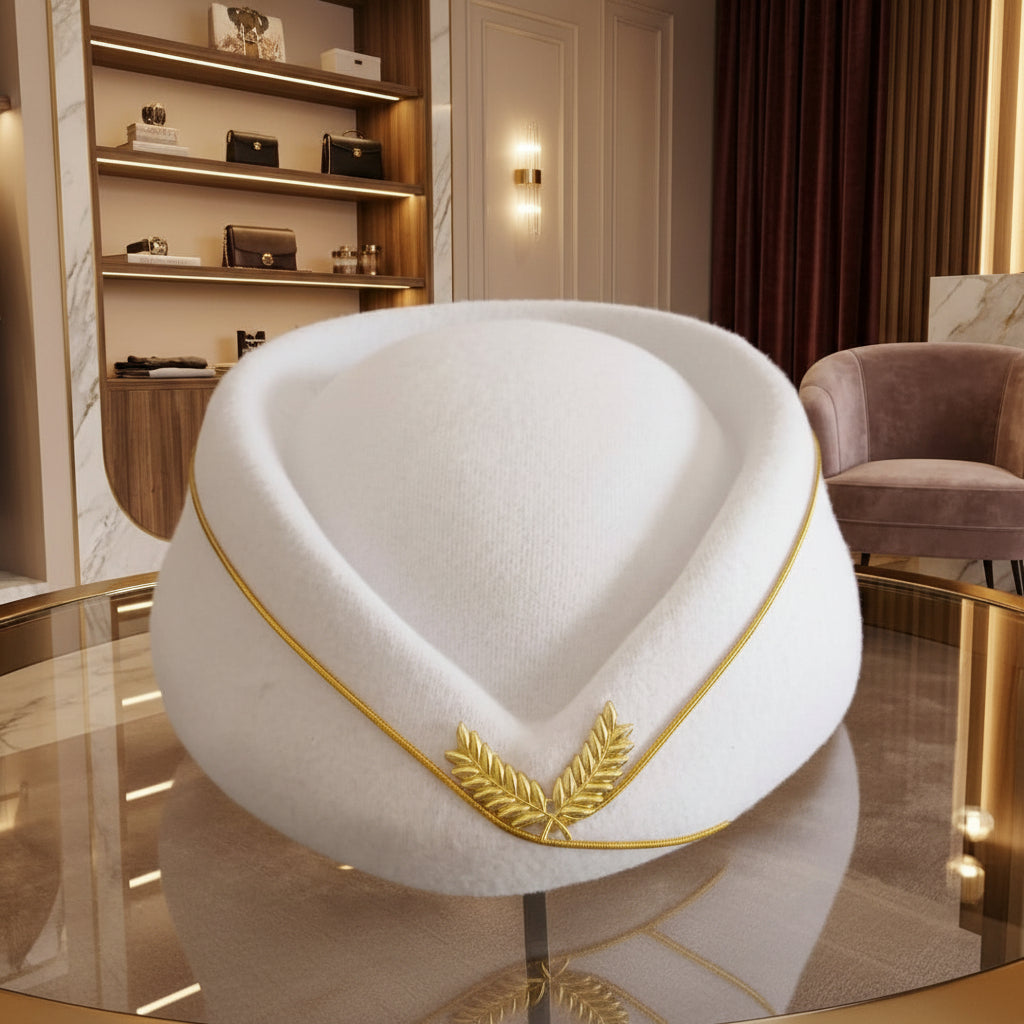 Chapeau Toque Élégance – Broche Laurier Doré