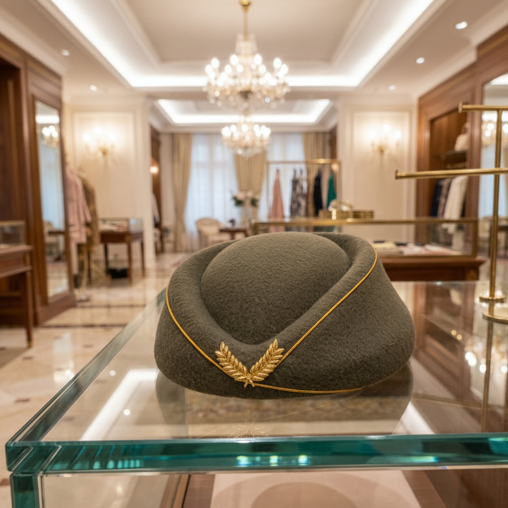 Chapeau Toque Élégance – Broche Laurier Doré