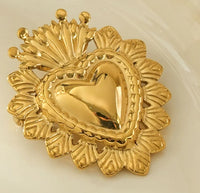 Broche cœur ex-voto dorée, acier inoxydable – UniversBeauty