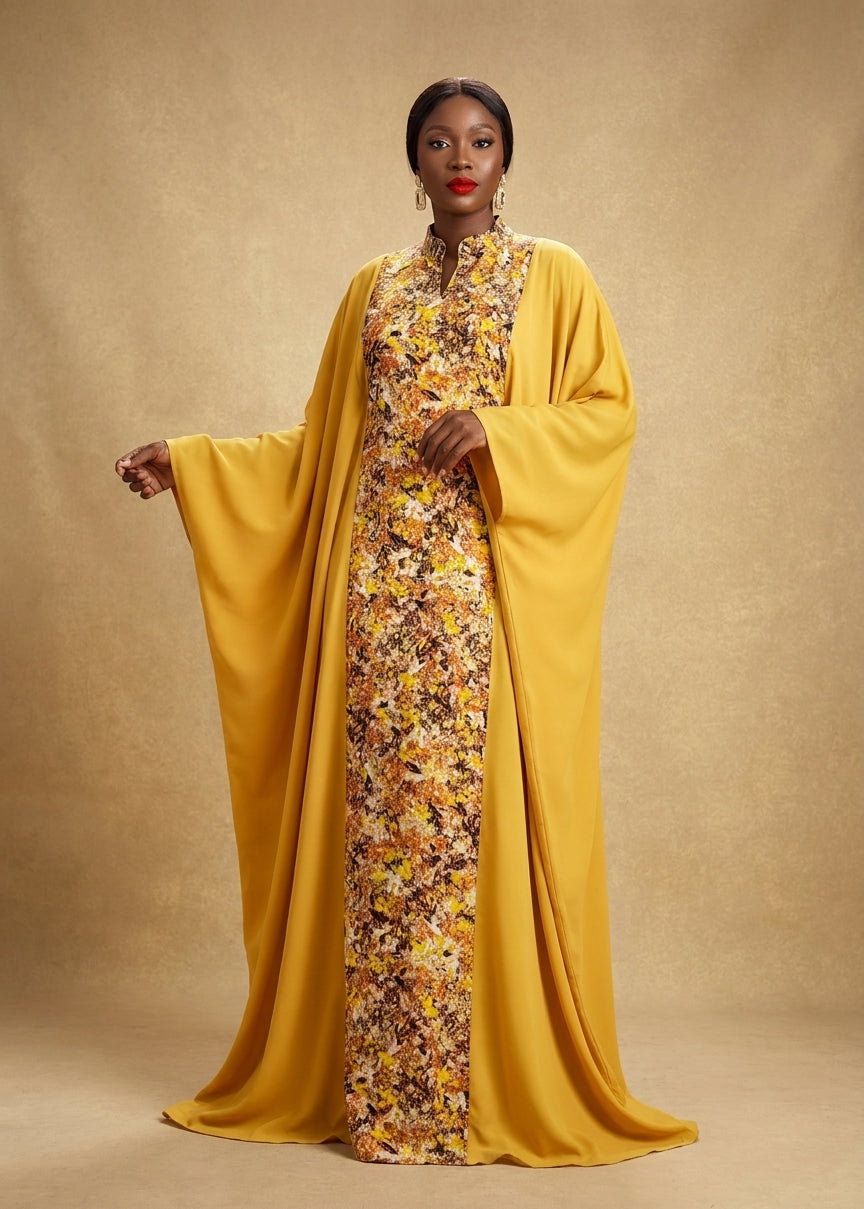 Robe Crêpe & Cape Imprimée