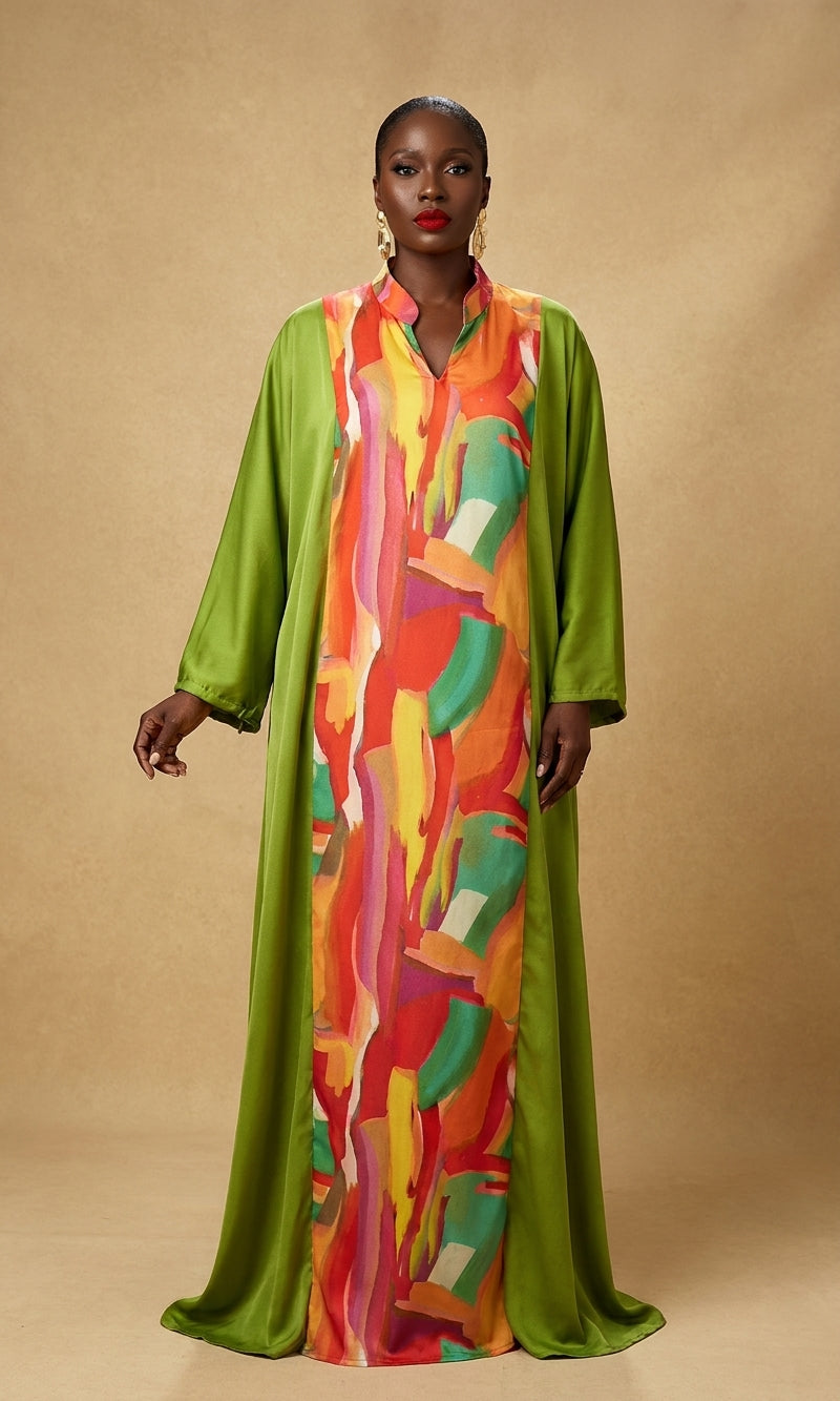Robe Crêpe & Cape Imprimée