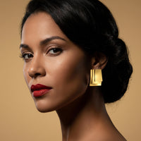 Boucles d'oreilles triple rectangle dorées, acier inoxydable 316L – UniversBeauty