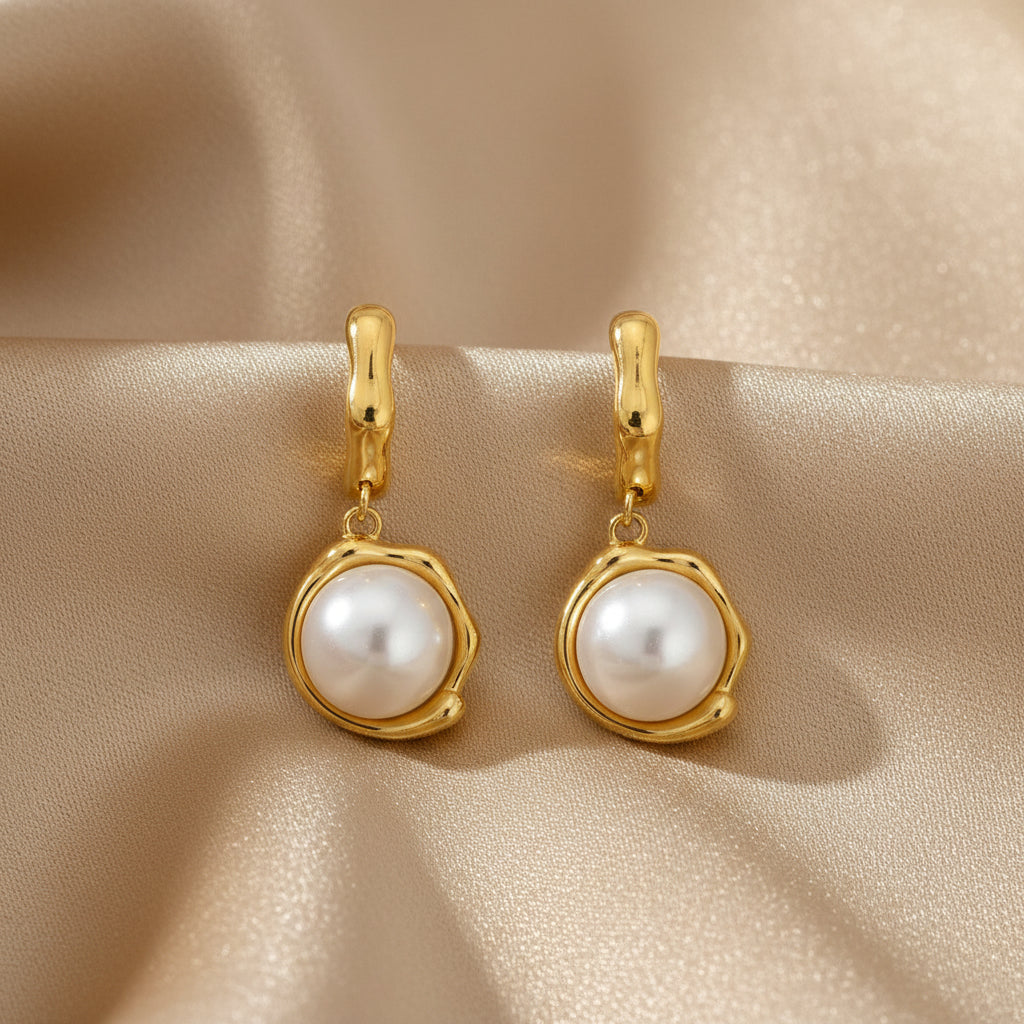 Boucles d'Oreilles Perle – Doré