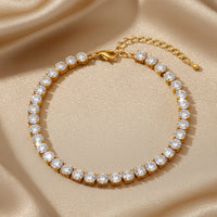 Bracelet tennis à gros zircons effet diamant, doré, acier inoxydable – UniversBeauty