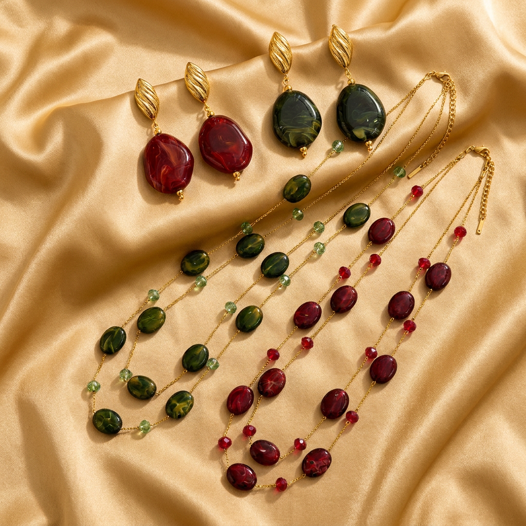 Collier Sautoir Double Rang Éclat Résine — Précommande