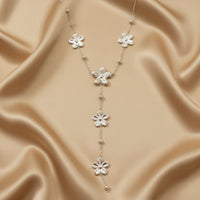 Delicate Chain & Hammered Flower Y Necklace