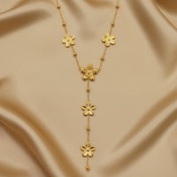 Delicate Chain & Hammered Flower Y Necklace
